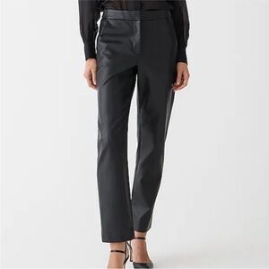 J.Crew Black Faux Leather Kate Straight Leg Pants